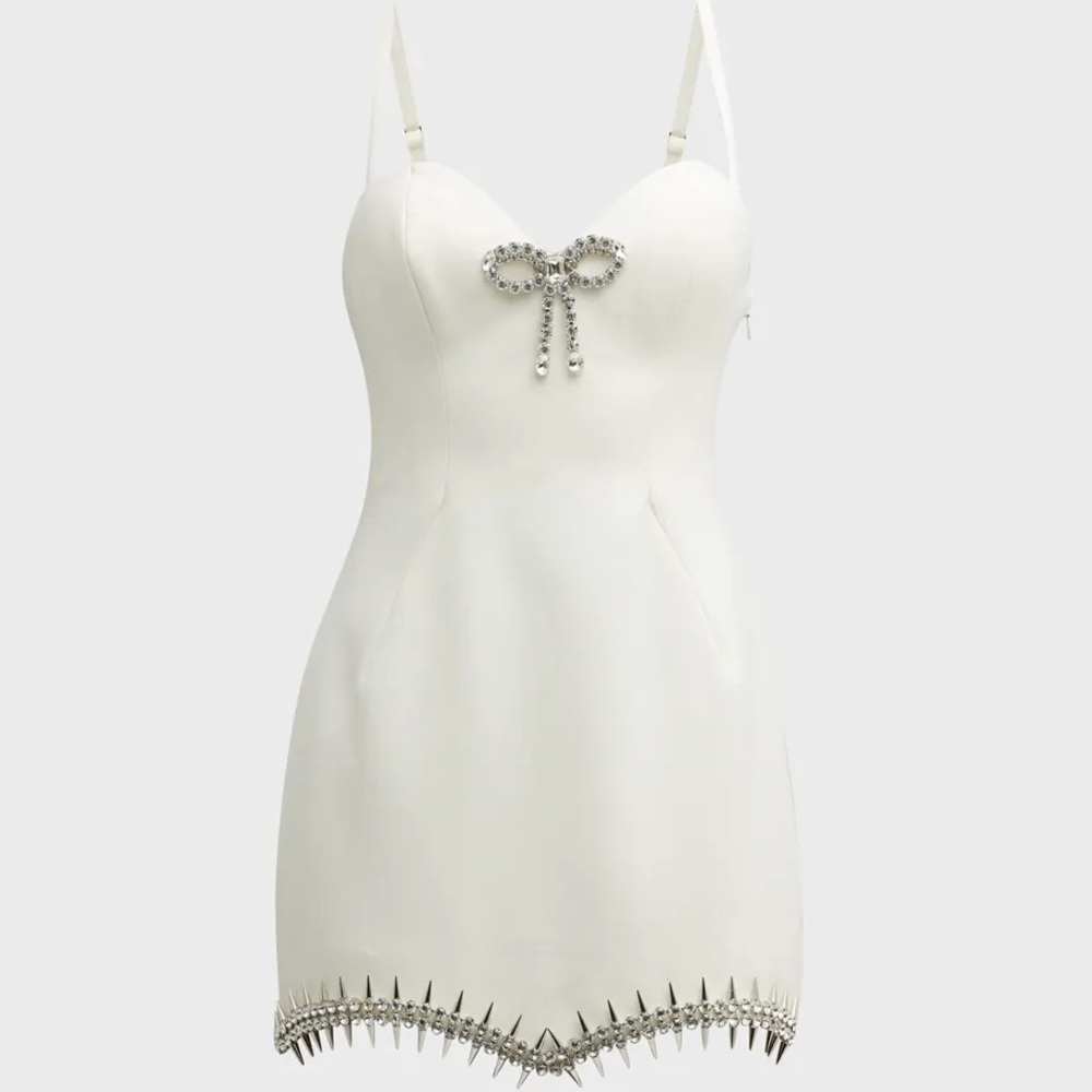 AREA Crystal Spike Mini Dress